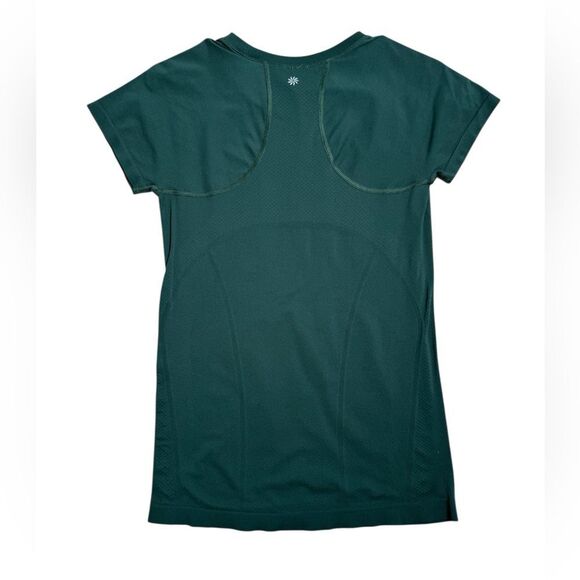 Athleta Pine Green Seamless Momentum Activewear Tee - Picture 3 of 5